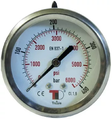 Trale Nyomásmérő óra 1/4"M hátsó csatlakozással, 63mm, 10bar