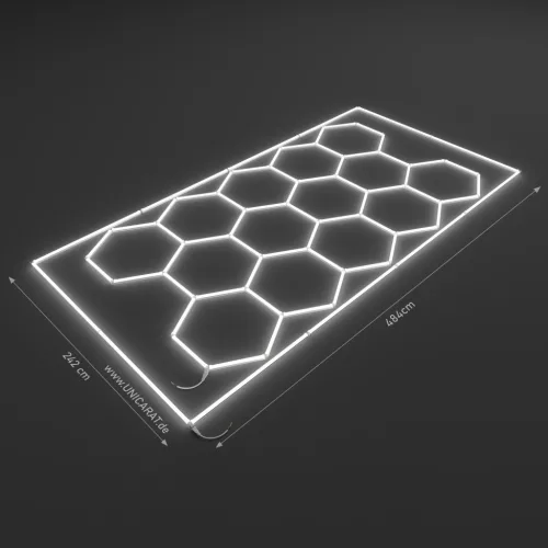 Unicarat Műhely világítás - 14 részes Hexagon lámpa kerettel (hideg fehér) 6500K